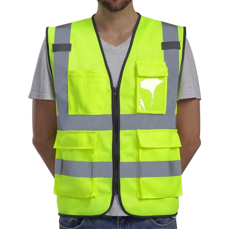 Dib Safety Reflective Vest ANSI Class 2, High Visibility Vest with Pockets and Zipper, Hi Vis Yellow 2XL - Image 1